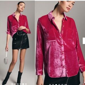 Anthropologie Pilcro Relaxed Velvet Buttondown